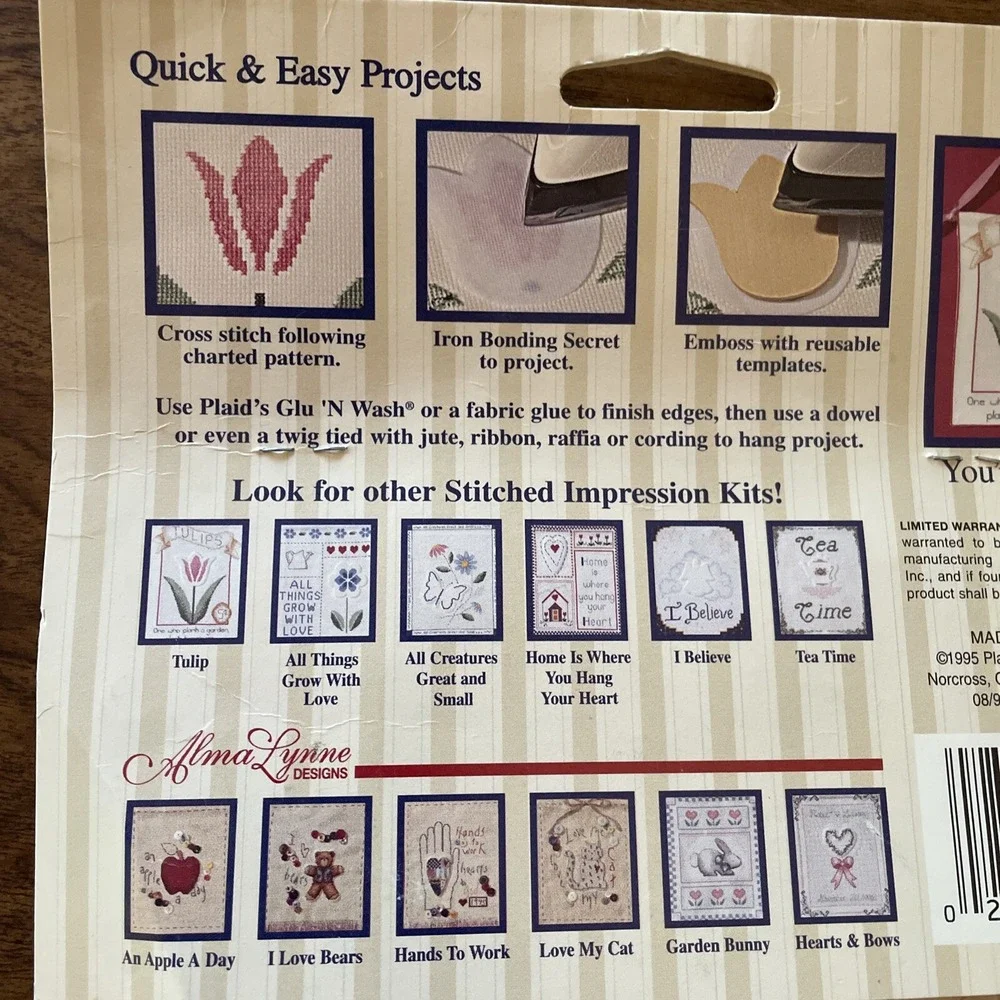Cat‎ Counted Cross Stitch Plaid Stitched Impression Love My 21860 vtg 1995 kit